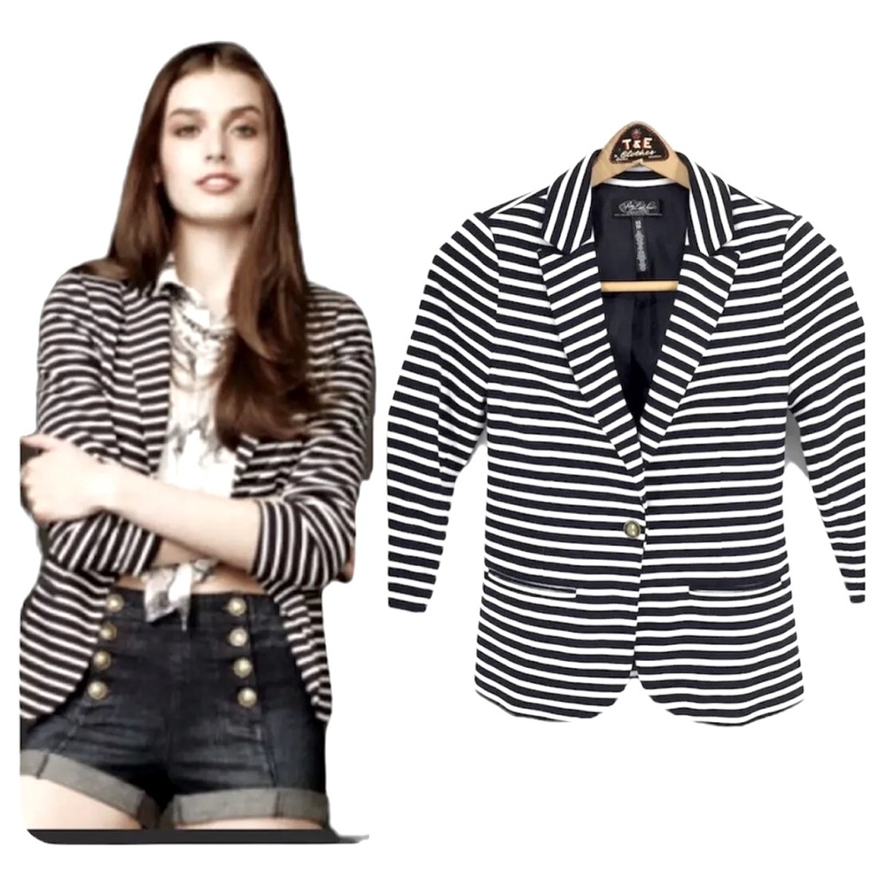 Pretty Little Liars Navy White Striped Blazer Preppy L Aeropostale Nautical